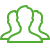 绿色图标，显示由三人组成的群体的轮廓。